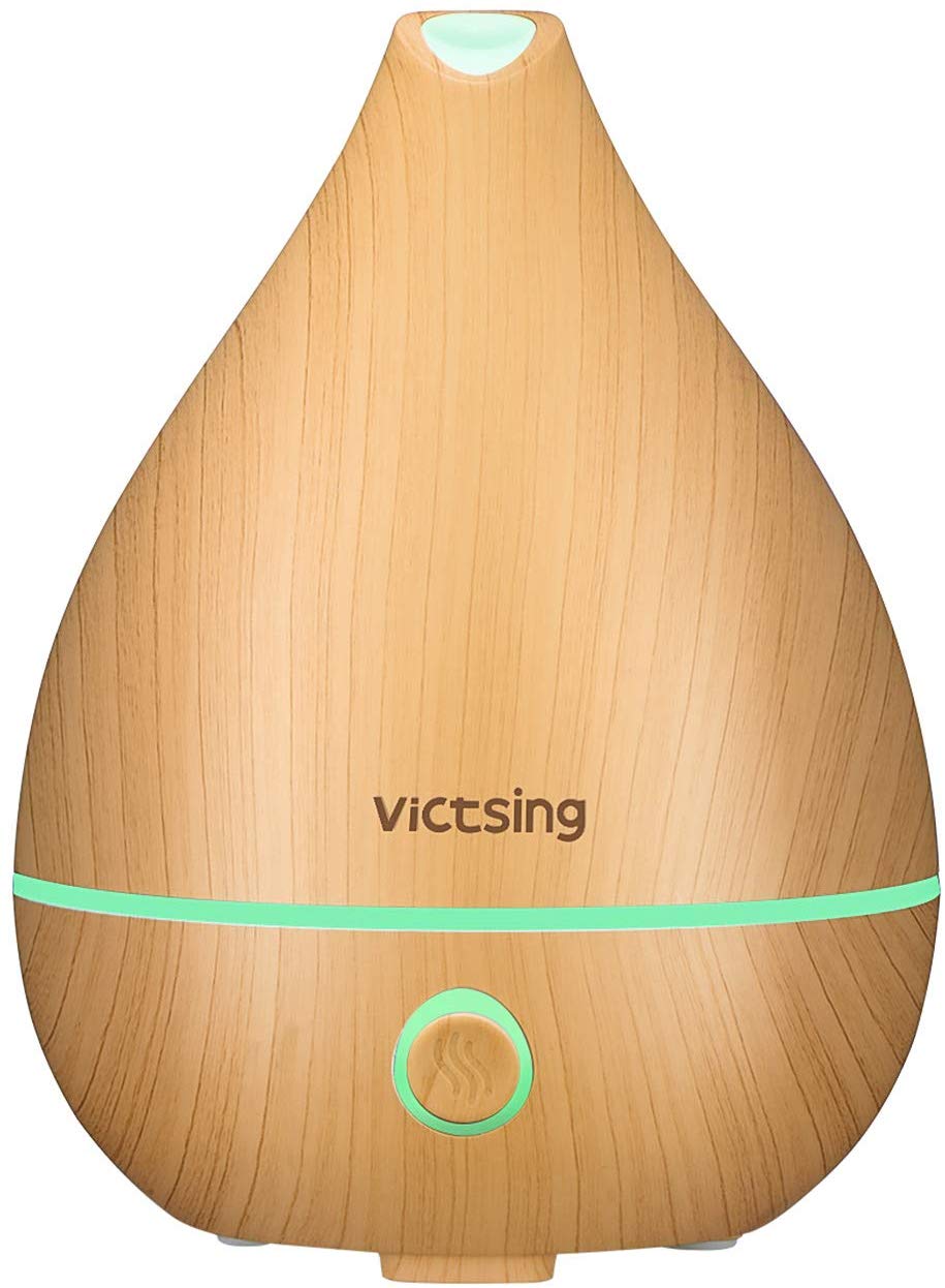 Yellow Wood Grain Waterless Auto-Off for Office 4-in-1 Button Control Portable Mini Humidifier with Whisper-Quiet Operation Bedroom VICTSING 130ml Aromatherapy Essential Oil Diffuser Home Spa 