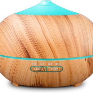 Tenswall 400ml Wood Grain Essential Oil Diffusers Ultrasonic Humidifier Portable Aromatherapy Diffuser with Cool Mist and 7 Colour Changing LED Lights Aroma Diffuser, Waterless Auto off Air Purifiers