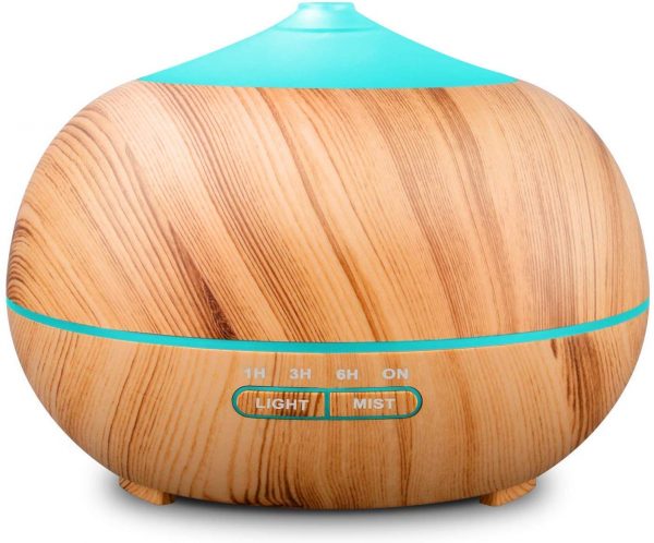 Tenswall 400ml Wood Grain Essential Oil Diffusers Ultrasonic Humidifier Portable Aromatherapy Diffuser with Cool Mist and 7 Colour Changing LED Lights Aroma Diffuser, Waterless Auto off Air Purifiers