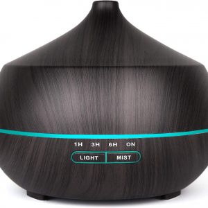 Tenswall 400ml Wood Grain Essential Oils Diffuser Ultrasonic Humidifier Portable Aroma Diffuser with Cool Mist & 7 Color Changing LED Lights, Waterless Auto Off Air Purifiers for Baby Bedroom Home