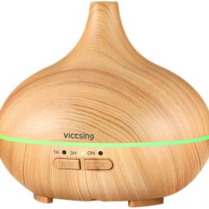 VicTsing 150Ml Essential Oil Diffuser For Aromatherapy, Ultrasonic Aroma Diffusers Cool Mist Humidifiers with Waterless Auto Shut-Off For Yoga, Office, Spa, Bedroom, Baby Room - Yellow Wood Grain