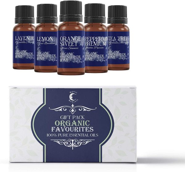Mystic Moments | Organic Essential Oil Starter Pack - Favourite Oils - 5 x 10ml - 100% Pure