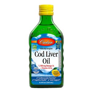 Carlson - Cod Liver Oil, 1100 mg Omega-3s, Wild-Caught Norwegian Arctic Cod-Liver Oil, Sustainably Sourced Nordic Fish Oil Liquid, Lemon, 500 ml