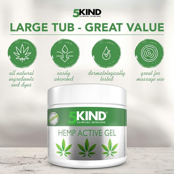 Hemp Joint & Muscle Active Relief Gel- High Strength Hemp Oil Formula Rich in Natural Extracts by 5kind. Soothe Feet, Knees, Back, Shoulders (300ml)