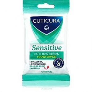 Cuticura Sensitive Anti Bacterial 12 Hand Wipes (Pack of 3)