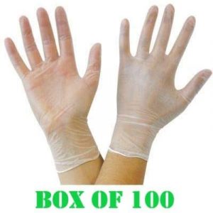 Strong Good Quality Box of 100 Clear Small Powder Free Vinyl Gloves, Latex Free Easy to Wear Perfect for Daily use (Clear (Transparent), Small)