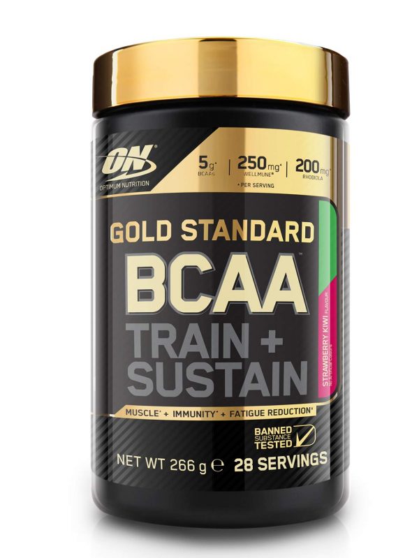 Optimum Nutrition Gold Standard BCAA Powder Branch Chain Amino Acids Supplement with Vitamin C, Wellmune and Electrolytes for Intra Workout Support, Strawberry Kiwi, 28 Servings, 266 g