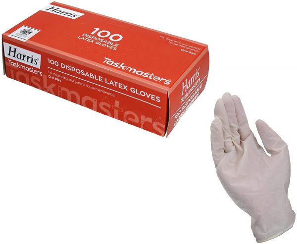 AB Tools Medium Transparent Clear Disposable Latex Gloves 100 Gloves 50 Pairs per Box