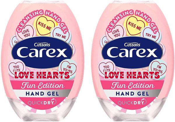 Pack of 2 Carex 50ml Antibacteral Hand Gel Pocket Size (Love Hearts)