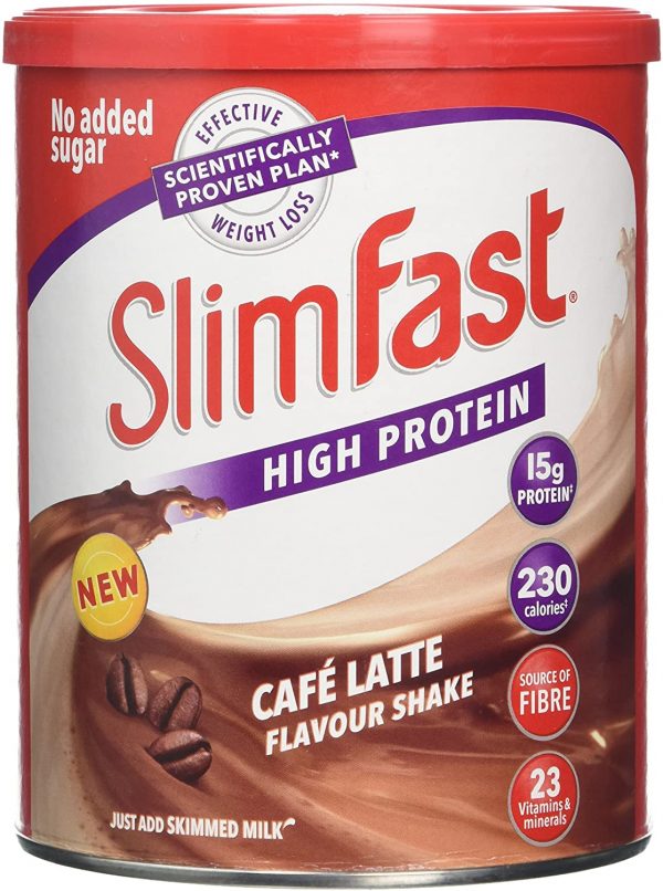 Slimfast High Protein Powder Meal Replacement Diet Supplement, Cafe Latte, 12 Servings