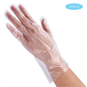 Plastic Gloves Disposable, Lebonheurs 200 Pcs Plastic Hand Gloves for Kitchen Cooking Cleaning Safety Food Handling Large (200PCS)