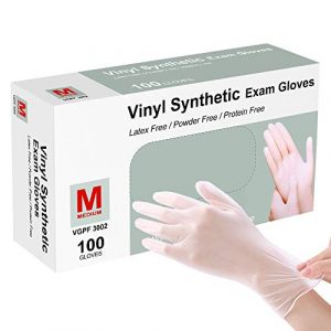 Disposable Gloves, Squish Clear Vinyl Gloves Latex Free Powder-Free Protective Glove PVC Cleaning Health Gloves for Kitchen Cooking Cleaning Safety Food Handling, 100PCS/Box（M）