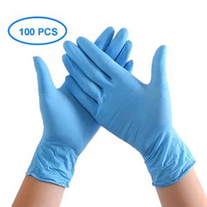 VGOCA 100 Pcs Nitrile Disposable Gloves Powder Free Rubber Latex Free Medical Exam Gloves Non Sterile Ambidextrous Comfortable Industrial Blue Rubber Gloves L