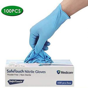 Nitrile Disposable Gloves, Powder Free, Food Grade Gloves, Latex Free, 100 Pc. Dispenser Pack (M, Blue)