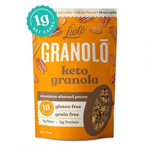 Livlo Keto Nut Granola Cereal - 1g Net Carbs - Grain Free & Gluten Free - Perfect Keto Friendly Low Carb Healthy Snack - Paleo & Diabetic Friendly Food - Cinnamon Almond Pecan, 11oz