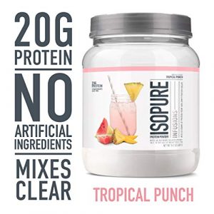 Isopure Infusions, Refreshingly Light Fruit Flavored Whey Protein Isolate Powder, “Shake Vigorously & Infuses in a Minute”, Tropical Punch, 16 Servings