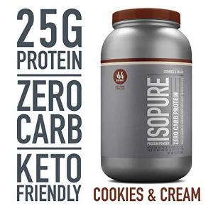 Isopure Zero Carb, Vitamin C and Zinc for Immune Support, 25g Protein, Keto Friendly Protein Powder, 100% Whey Protein Isolate, Flavor: Cookies & Cream, 3 Pounds (Packaging May Vary)