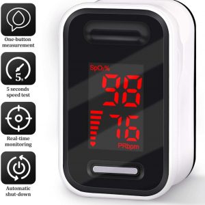 Pulse Oximeter, Oxygen Monitor Finger Oxygen Saturation Monitor Heart Rate Monitor with OLED Display for Adult and Child