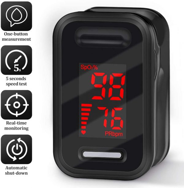 Pulse Oximeter, Oxygen Monitor Finger Oxygen Saturation Monitor Heart Rate Monitor with OLED Display for Adult and Child