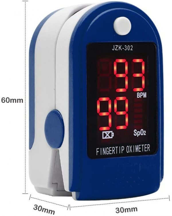 Fingertip Pulse Oximeter Heart Rate Monitor Blood Oxygen Saturation SpO2 Sensor LED Display with Carrying bag,Landyard & Battery(Blue)