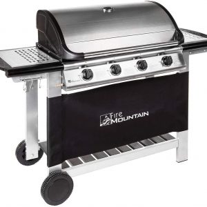 Fire Mountain Everest 4 Burner Gas Barbecue | Premium Stainless Steel | Superior Cast Iron Grill and Griddle | Extra Large 77cm x 42cm Cooking Area