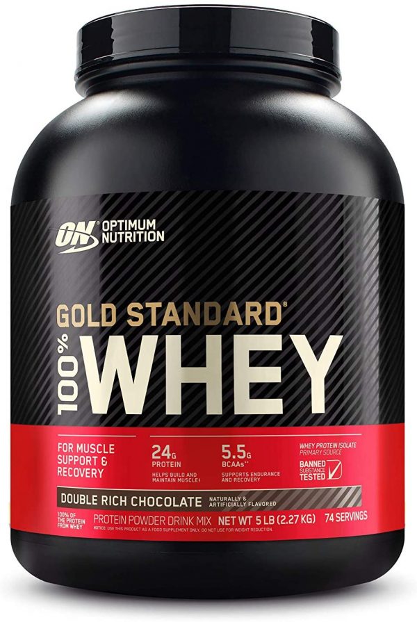 OPTIMUM NUTRITION GOLD STANDARD 100% Whey Protein Powder, Double Rich Chocolate 5 Pound (Packaging May Vary)