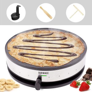 Duronic Crepe Maker PM131 | 33cm Electric Pancake Machine | 1300W | Cook Traditional French Crêpes and Galettes | Large 13” Non-Stick Hot Plate..