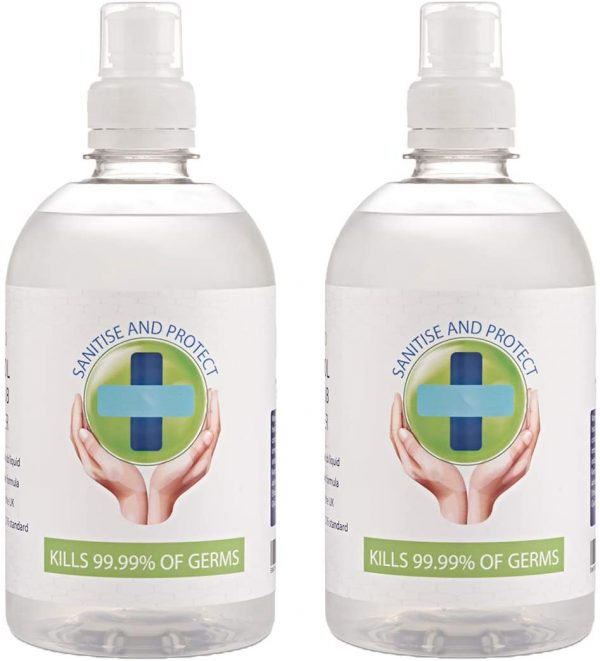 70% Alcohol Hand Sanitiser Gel 500ml x 2 (2 for The Price of 1) | Kills 99.9% of Germs | Immediate Protection | Made in UK