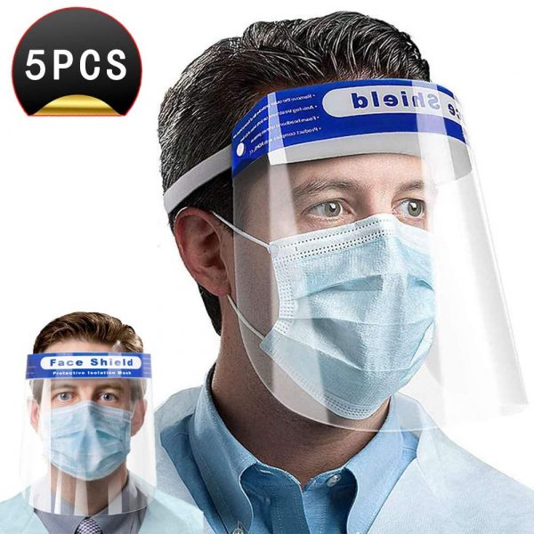 5PCS Safety Face Shieldes, Protective Film Protect Eyes and Mouth,Plastic Adjustable Transparent Face Shield to Prevent Saliva,Suitable for Men and Women