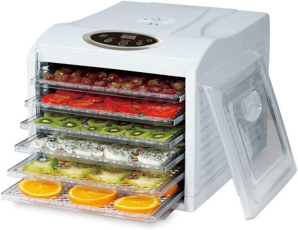 electriQ Digital Food Dehydrator with 6 Shelves, 48 Hour Timer, 35-75C Temperature Setting, 500W, BPA Free for Fruit/Veg/Meat/Herbs/Seeds