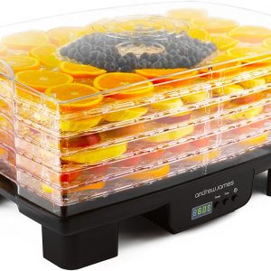 Andrew James Food Dehydrator Machine Digital Food Preserver Snack Dryer | Adjustable Thermostat | Programmable Timer | Stackable Trays for Fruit Vegetables Meat