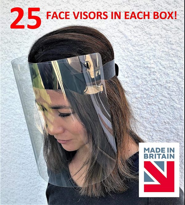 25 x Face Shields/Face Visors with Adjustable Strap - ONLY £1 each,Recyclable