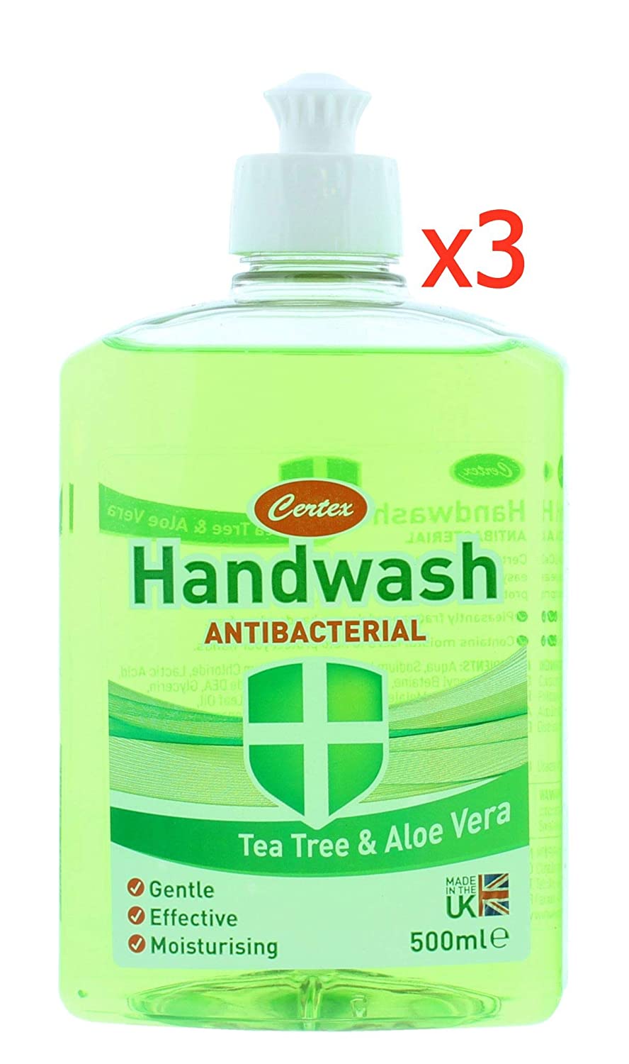 3 Pcs Certex Green Antibacterial Hand Wash Tea Tree And Aloe Vera 500ml