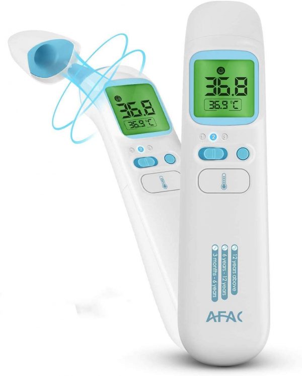 Thermometer for Adults, AFAC Infrared Digital Thermometer, Forehead Ear and Object Mode Switchable with Magnetic Cover, No Touch Thermometer for Baby Kids, 4 Color Display, 40 Data Memory
