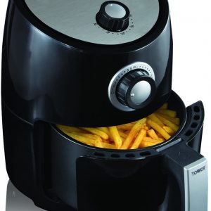 Tower Air Fryer with Rapid Air Circulation System, VORTX Frying Technology, 30 Minute Timer and Adjustable Temperature Control for Healthy Oil Free or Low Fat Cooking, 1000 W, 2.2 Litre, Black