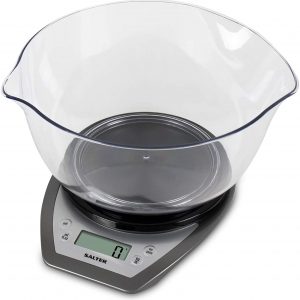 Salter Digital Electronic Kitchen Scales - 2 Litre Dual Pour Mixing Bowl, Perfect for Cooking, Baking, Food / Liquid Weighing, Easy Read Display, Metric / Imperial, 15 Year Guarantee – Black/Silver