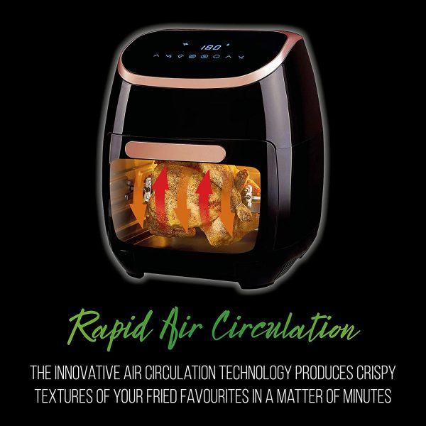 Tower T17039RGB Air Fryer with Rapid Air Circulation System, VORTX Frying Technology, 60 Minute Timer and Adjustable Temperature Control for Healthy Cooking, 2000 W, 11 Litre, Rose Gold