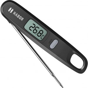 Habor Digital Cooking Kitchen Thermometer Instant Read Sensor with Foldable Probe for Food Baking Liquid Meat BBQ Grill Smokers, 304 Stainless Steel and ABS...