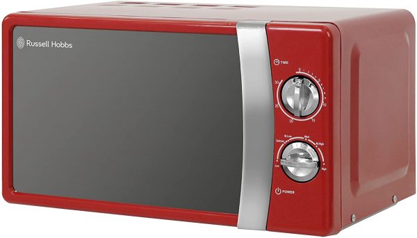 Russell Hobbs RHMM701R 17 Litre 700 W Red Solo Manual Microwave with 5 Power Levels, Ringer & Timer, Defrost Setting, Easy Clean