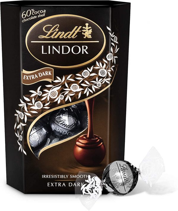Lindt Lindor Extra Dark Chocolate Truffles Box - Approximate 16 Balls, 200 g - The Perfect Gift - Chocolate Balls with a Smooth Melting Filling