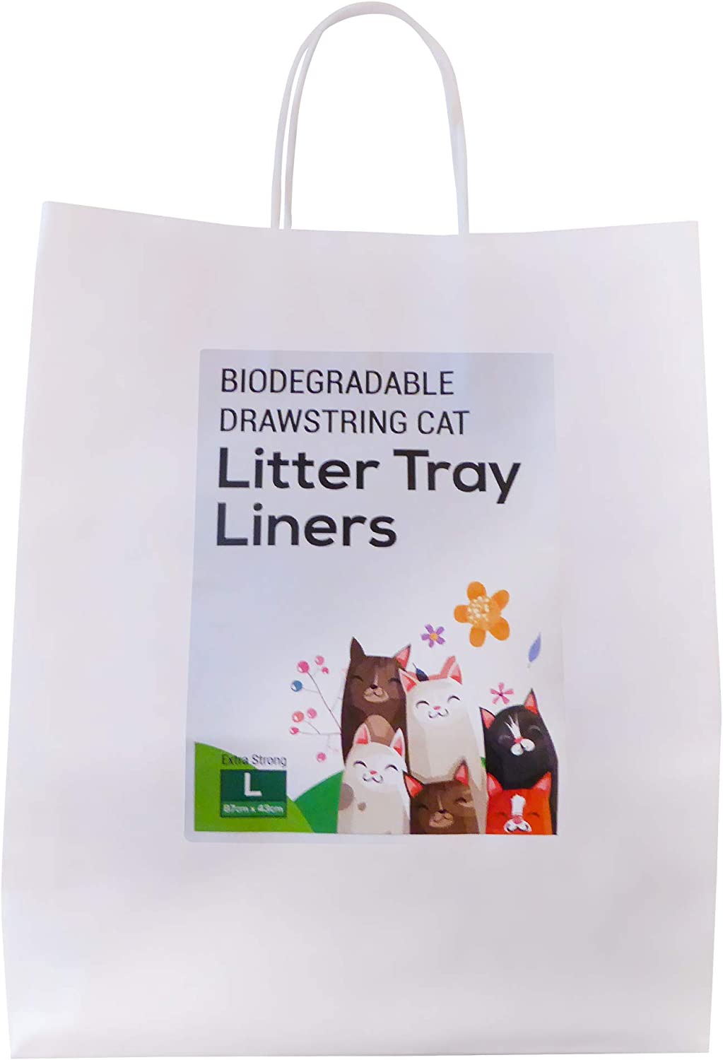 20 Large Biodegradable Cat Litter Tray Liners with Drawstrings