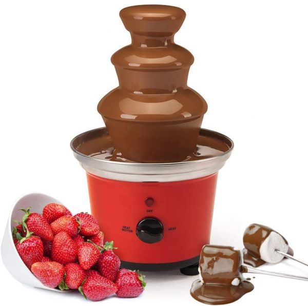 Global Gourmet Belgian Chocolate Fountain Fondue Large Set | 500ml Capacity Electric 3-Tier Machine with Hot Melting Pot Base | 2 Adjustable Settings and Keep Warm Function