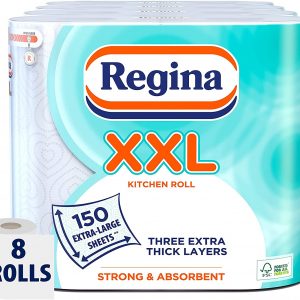 Regina XXL Kitchen Roll, 8 Rolls, 600 Extra Large Sheets