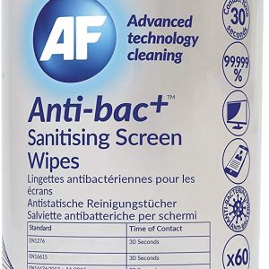 AF - Anti-bac+ Sanitising, Antibacterial Screen Cleaning Wipes – 60 wet wipes For Mobile Phones, TV's, Laptops, Monitors, LED, LCD, Plasma & Tablets