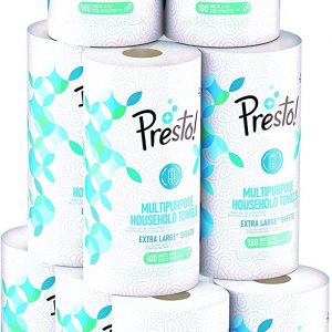 Amazon Brand - Presto! Multipurpose Kitchen Rolls, 12 Pack (12 x 100 3-ply-sheets)