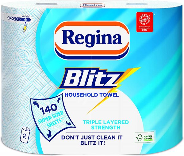 Regina Blitz Original 140 Extra Large Triple Layer Sheets, 2 Rolls