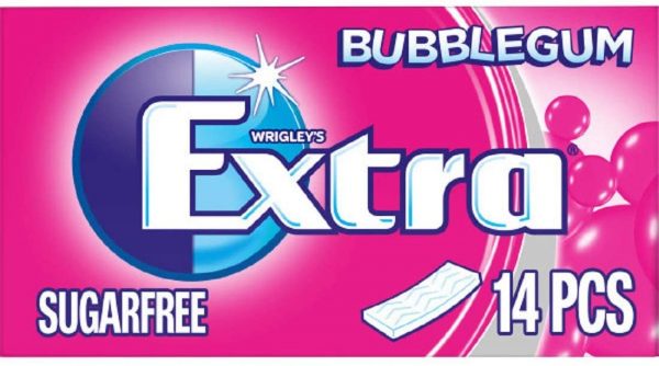 Extra Chewing Gum Sugar Free, Bubblegum Flavour, 12 Packs of 14 Pieces