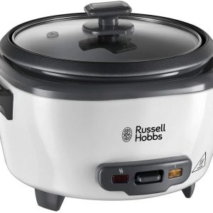 Russell Hobbs 27030 Medium Rice Cooker - Serves Up to Six, Steamer Basket, Measuring Cup and Spoon Included, 300 W, White