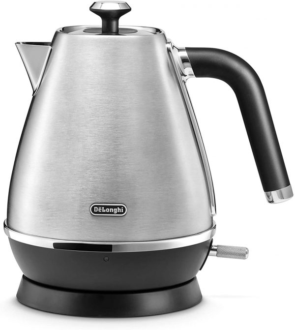 De'Longhi Distinta X Design 1.7L Rapid Boil Metal Kettle, Stainless Steel, Anti-Limescale Filter, Cord Storage KBI3001.M - Brushed Steel