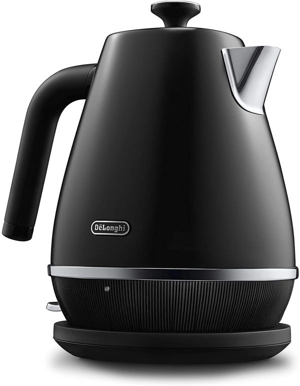 De'Longhi Distinta X KBIN3001.BK Designer Kettle, Brushed Steel, 360 Swivel Base, Cord Storage, 1.7 Litre, Anti-limescale Filter -Black